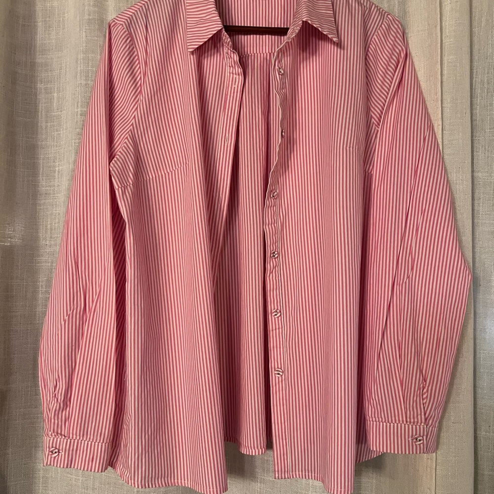 Princess Polly Pink & White Striped Button-Down Shirt